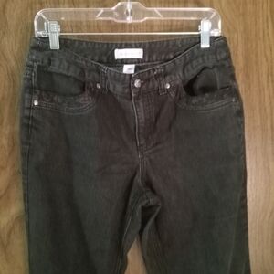 Christopher & Banks Women's Black Straight Leg Jeans Sz8 Lace Detail On Pockets